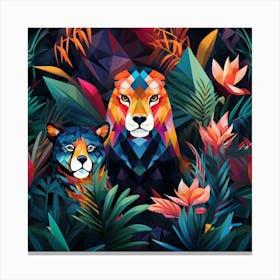 Lions In The Jungle 2 Canvas Print