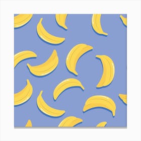 Banana Pattern On Blue Square Canvas Print