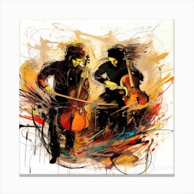 Dueling Cellos - Musicians At Play Canvas Print