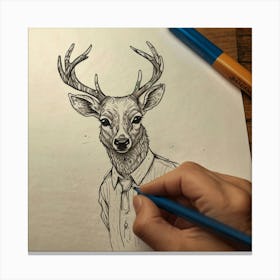 Deer Drawing 22 Canvas Print