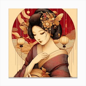 Japan Traditional Geisha Illustration By Ad 197 Canvas Print