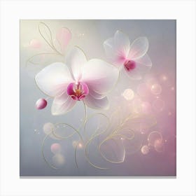 Orchids On A Pink Background Canvas Print