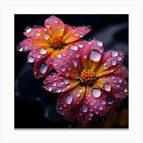 Raindrops On Flowers Canvas Print