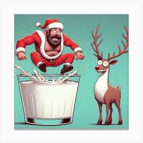 Santa Jumping Into A Milk Canvas Print