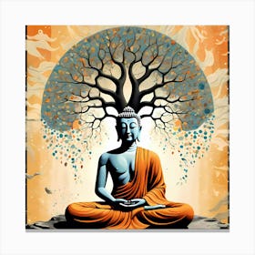 Buddha An The Tree Of Live Spiritual Artwork Canvas Print