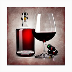 Wine Bottle And Glass Canvas Print
