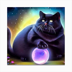 Black Cat With A Crystal Ball 2 Canvas Print