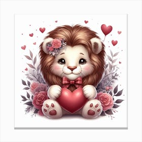 Valentine's Day, Lion Canvas Print