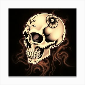 Skull With Flowers Canvas Print