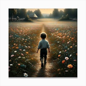 Boy In A Field Canvas Print