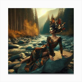 Beautiful Woman In The Forest 4 Canvas Print