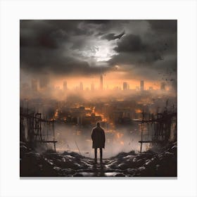 Hill View. City at night. Lights. Canvas Print