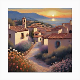 Sunset In The Village Canvas Print