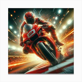 Racer On A Motorcycle Canvas Print