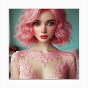 Pink Haired Girl 1 Canvas Print