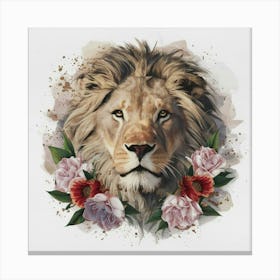 Lion With Flowers 4 Canvas Print