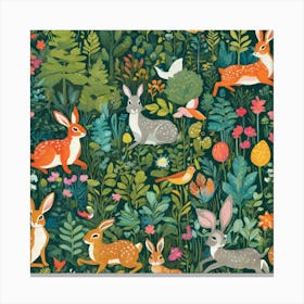 Rabbits In The Woods Canvas Print