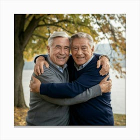 Senior Couple Hugging Canvas Print