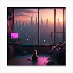 Futuristic Apartment view to the Skyline of the city Canvas Print