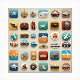 Travel Icon Set 1 Canvas Print