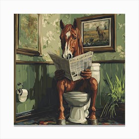 Horse Reading Newspaper 2 Canvas Print