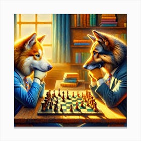 Dog Chess Match Canvas Print