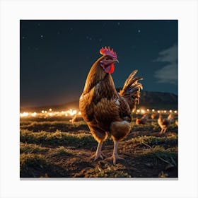 Rooster Night Canvas Print