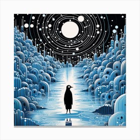 Penguin In The City Canvas Print