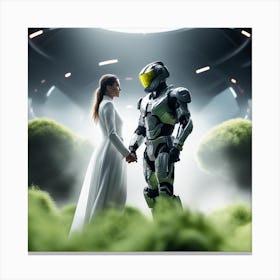 Halo Bride And Groom Canvas Print