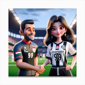 Soccer Couple 1 Canvas Print