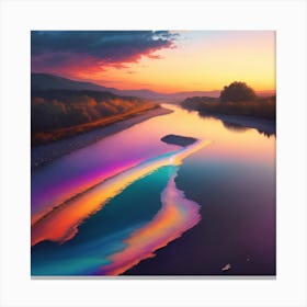 Sunset Over A River Canvas Print