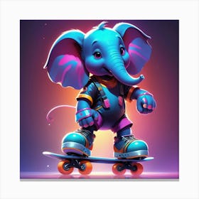 Cartoon Elephant On Skateboard Stampe su tela