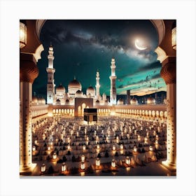 Islamic Mosque At Night 3 Canvas Print