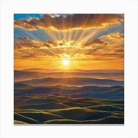 Sunset Over Rolling Hills Canvas Print