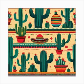 Mexican Cactus Pattern 9 Canvas Print