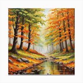 Forest In Autumn In Minimalist Style Square Composition 162 Canvas Print