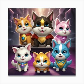 Group Of Mystical Cats Canvas Print