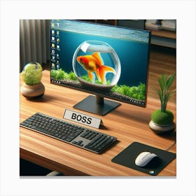 Goldfish On A Desk Canvas Print