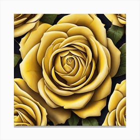 Yellow Roses On Black Background 2 Canvas Print