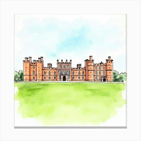 Watercolor View Of The Richmond Palace In London, Highlighting Its Historic Architecture And Royal Significance Canvas Print