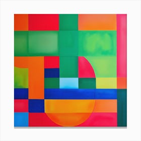 Watercolor Vibrant Colorful Geometric Contemporary Art Canvas Print