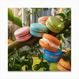 Macaron Plant Cream & Green (4) Canvas Print