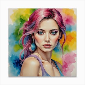 Watercolor Of A Girl Canvas Print