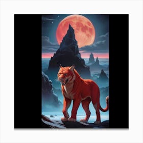 Orange Cat in Moonlight 1 Canvas Print