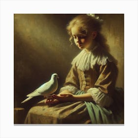 Girl With A Dove Canvas Print