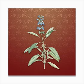 Vintage Sage Plant Botanical on Falu Red Pattern n.1587 Canvas Print