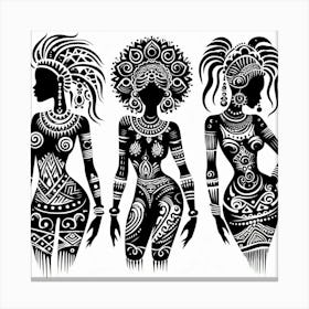 Tribal African Art Women silhouettes 3 Canvas Print