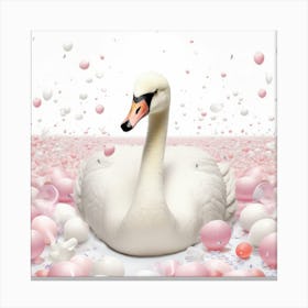 Swan With Balloons Canvas Print