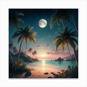 Beach At Night Stock Videos & Royalty-Free Footage Canvas Print