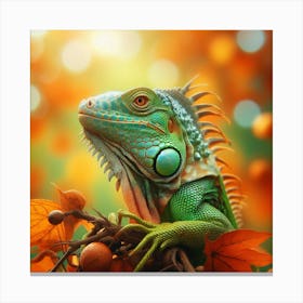 Iguana In Autumn Canvas Print